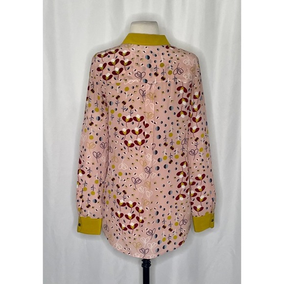 BODEN Silk Floral Blouse Top Buttondown Collared Pink Milkshake Meadow Size 6 - Picture 9 of 16